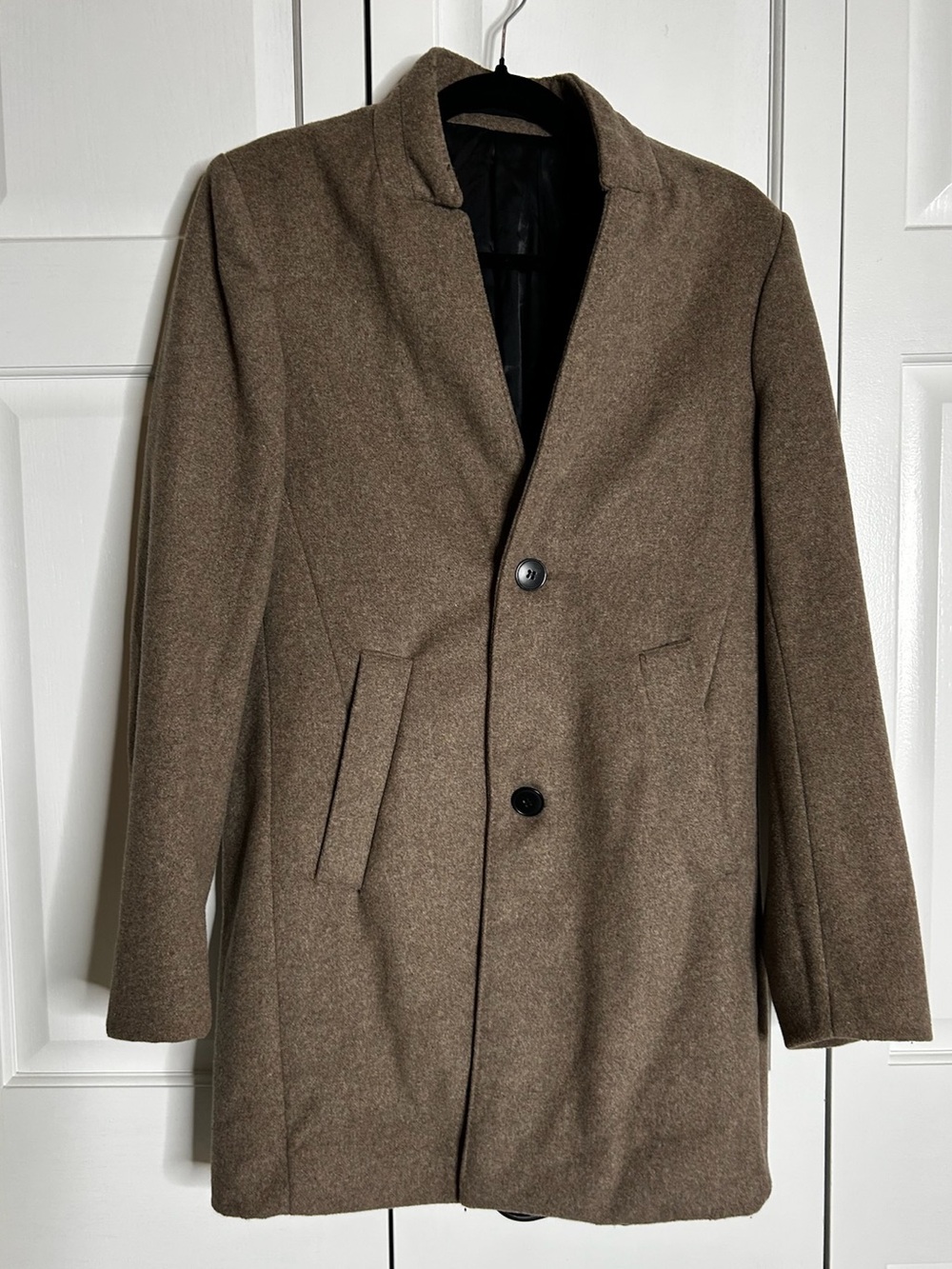 H&M Men's Wool-Blend Pea Coat in Taupe